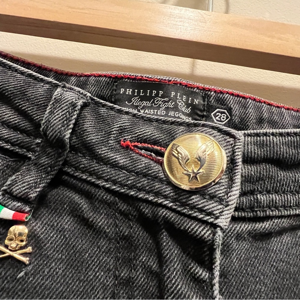 Philipp Plein Washed Black Jeggings - made in France